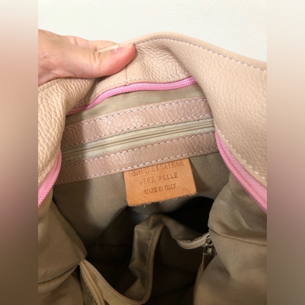 Vera Pelle Luisa Peachy Pink Genuine Italian Soft Leather Large Shoulder Bag - Picture 10 of 16